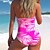 cheap One-Pieces-Women&#039;s Swimwear One Piece Plus Size Swimsuit Leaf Geometic Printing Pink Rose Red Gray Bodysuit Bathing Suits Beach Wear Summer Sports