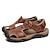 cheap Men&#039;s Sandals-Men&#039;s Sandals Leather Sandals Sporty Sandals Outdoor Hiking Sandals Sports Sandals Water Shoes Casual Beach Daily Nappa Leather Breathable Magic Tape Dark Brown Black Brown Summer Spring