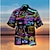 voordelige kampoverhemden voor heren-Voor heren Overhemd Hawaiiaans overhemd Grafische prints graffiti Strijkijzer Zwart blauw Paars Groen Donkerblauw Feest Dagelijks Korte Mouw Afdrukken Button-omlaag Kleding Tropisch Streetwear Hawaii