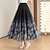 cheap Women&#039;s Skirts-Women&#039;s Swing Midi Polyester Wine Black Skirts Spring &amp; Summer Layered Print Lined Elegant Long Daily Date S M L
