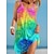 cheap Casual Dresses-Women&#039;s Beach Dress Resort Wear Beach Wear Feather Print Mini Dress Floral Tropical Fashion Sleeveless Spaghetti Strap Outdoor Daily Loose Fit Azure Rainbow 2023 Summer Spring S M L XL