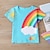 billiga T-shirts och skjortor för flickor-Barn Pojkar T-shirt Tee Regnbåge Kortärmad Barn Top Ledigt Mode Sommar Blå 3-6 år