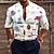 billige blomsterskjorter til mænd-Herre Skjorte Grafisk skjorte Blomstret Høj krave Hvid+Rød Sort Hvid Grøn Grå 3D-udskrivning udendørs Afslappet Langærmet Trykt mønster Knap ned Tøj Mode Designer Afslappet Bekvem