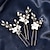 billiga Hårstylingstillbehör-bröllopshårkam brudhårnålar set silverkristall pärla hår sidokam u-formad blomma strass bröllopshåraccessoarer till brudtärnabal