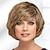 cheap Older Wigs-Short Bob Wig with Brow-Skimming Bangs and Angled Layers / Multi-Tonal Shades of Blonde Silver Brown  for Women Natural Hair Replacement Wigs