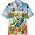 billiga hawaiianska lapelskjortor för män-Herr Skjorta Hawaii skjorta Aloha skjorta Klockan är 5 Somewhere Shirt Kokosnötsträd Bokstav Grafiska tryck Nedvikt Vit Marinblå Marinblå Blå Himmelsblå 3D-tryck Utomhus Gata Kort ärm Mönster