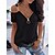 cheap Blouses &amp; Shirts-Women&#039;s T shirt Tee Black Lace Cut Out Plain Casual Short Sleeve V Neck Basic Regular S