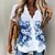 cheap Blouses-Women&#039;s T shirt Tee Black White Navy Blue Floral Color Gradient Print Short Sleeve Holiday Weekend Basic V Neck Regular Floral Painting S
