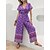 cheap Women&#039;s Jumpsuits-Women&#039;s Jumpsuit Print Floral V Neck Boho Daily Vacation Regular Fit Short Sleeve Purple S M L Summer