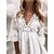 cheap Casual Dresses-Women&#039;s Casual Dress Plain Lace Dress Summer Dress V Neck Lace Ruched Mini Dress Outdoor Daily Fashion Modern Loose Fit Half Sleeve White Spring Summer S M L XL XXL