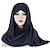 abordables Arabe musulman-Femme Echarpes Hijab Écharpe Wrap Religieux arabe musulman Ramadan Couleur Pleine Adultes Casque