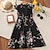 cheap Floral Dresses-Kids Girls&#039; Dress Floral Dress Floral Short Sleeve Casual Fashion Daily Cotton Knee-length Casual Dress A Line Dress Floral Dress Summer Spring 5-12 Years Multicolor Black Pink