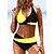 preiswerte Bikini-Sets-Damen Badeanzug Bikinis Übergröße Bademode Farbblock 2 Teile Weiß Gelb Blau Stirnband Badeanzüge Sommer Sport
