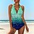 cheap Tankinis-Women&#039;s Swimwear Normal Tankini 2 Piece Swimsuit Graphic 2 Piece Printing Blue Green Rose Red Tank Top Bathing Suits Beach Wear Summer Sports