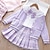 cheap Sets-3 Pieces Kids Girls&#039; Solid Color Skrit &amp; Cardigan Set Long Sleeve Fashion Outdoor 7-13 Years Spring Pink Purple