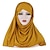 abordables Arabe musulman-Femme Echarpes Hijab Écharpe Wrap Religieux arabe musulman Ramadan Couleur Pleine Adultes Casque