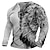 preiswerte Henley-T-Shirt für Herren-Herren T Shirt Tee Graphic Löwe Kragen Bekleidung 3D-Druck Casual Täglich Langarm mit Schnürung Bedruckt Modisch Designer Stilvoll Vintage