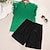 preiswerte Sets-2 Stück kinderkleidung Mädchen Feste Farbe Shorts Anzug einstellen Kurzarm Aktiv Casual Baumwolle 7-13 Jahre Sommer Rote Grün