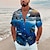 お買い得  メンズキャンプシャツ-男性用 シャツ アロハシャツ キャンプシャツ グラフィックシャツ 自然风光 折襟 ブラック ネイビーブルー ネービーブルー ブルー スカイブルー 3Dプリント アウトドア ストリート 半袖 プリント ボタンダウン 衣類 ファッション ハワイアン デザイナー カジュアル
