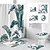 voordelige Douchegordijnen-4-delige douchegordijnset met tapijt wc-deksel deksel sets met antislip tapijt badmat voor badkamer, tropisch plantenpatroon, waterdicht polyester douchegordijn met 12 haken, badkamerdecoratie