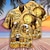 お買い得  メンズキャンプシャツ-男性用 シャツ アロハシャツ グラフィック ビール 折襟 ライトイエロー ブラック イエロー ゴールド グリーン カジュアル ハワイアン 半袖 プリント ボタンダウン 衣類 トロピカル風 ファッション ハワイアン ソフト