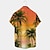 Недорогие мужские гавайские рубашки с отворотом-Муж. Рубашка Гавайская рубашка Графические принты Пальма Отложной Красный Синий Оранжевый Зеленый на открытом воздухе Для улицы Короткие рукава С принтом Кнопка вниз Одежда