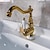 cheap Classical-Mono Bathroom Sink Mixer Faucet Brass, Deck Mounted Single Lever Basin Taps Ceramic Handle Tap, One Hole Cold and Hot Hose Vessel Faucets