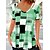 cheap Tees &amp; Tank Tops-Women&#039;s T shirt Tee Pink Blue Green Plaid Short Sleeve Casual Daily Basic V Neck Regular S