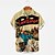 tanie Męskie koszule-Męskie Koszula Koszula hawajska Vintage hawajskie koszule Wzory graficzne Kowboj Wieczorne Żółty Na zewnątrz Ulica Krótkie rękawy Przycisk w dół Nadruk Odzież Sport Moda Moda miejska Designerskie