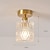 Недорогие Потолочные светильники-полуутопленный потолочный светильник медный стеклянный абажур 12 см потолочный светильник освещение 110-240 В