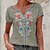 cheap Tees &amp; T Shirts-Women&#039;s T shirt Tee Wine Red ArmyGreen Black Print Floral Holiday Weekend Short Sleeve V Neck Basic Regular Floral Painting S