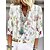preiswerte Damen-Oberteile-Damen Hemd Bluse Weiß Rosa Blau Blume Bedruckt 3/4 Ärmel Casual Festtage Basic Brautkleider schlicht V Ausschnitt Standard S