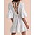 cheap Casual Dresses-Women&#039;s Cover Up Beach Dress Beach Wear Ruched Backless Mini Dress Plain Basic Fashion 3/4 Length Sleeve V Neck Outdoor Daily Loose Fit White 2023 Spring Summer One Size