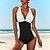 cheap Tankinis-Women&#039;s Swimwear Normal Tankini 2 Piece Swimsuit Color Block 2 Piece Printing White Tank Top Bathing Suits Beach Wear Summer Sports