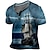 billige Henley t-skjorte for menn-seilbåt t-skjorte herre grafisk 3d for ferie | blå sommer bomull motedesigner komfortabel print henley t-skjorte utendørs uformelt daglig dag pirat