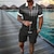 cheap Men&#039;s 3D Polo Sets-Men&#039;s Polo Shirt Golf Shirt Polo Set Character Turndown Black Navy Blue Street Casual Short Sleeve Zipper Print Clothing Apparel Fashion Designer Casual Breathable