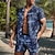 voordelige heren overhemd set-Voor heren Overhemdset Hawaiiaans overhemd Kampshirt Aloha-shirt Bloemig Strijkijzer Zwart Wit Rood blauw Goud 3D-afdrukken Buiten Casual Korte mouw 3D-afdrukken Button-omlaag Kleding Modieus Hawaii