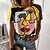 cheap T-shirts &amp; Blouses-Women&#039;s T shirt Tee Yellow Pink Blue Portrait Print Short Sleeve Daily Weekend Basic Round Neck Regular Portrait Painting S