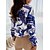cheap Blouses &amp; Shirts-Women&#039;s Shirt Blouse zebra Blue and White Blue and white stripes Button Print Floral Striped Casual Long Sleeve Shirt Collar Basic Regular S