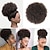 お買い得  前髪-オンブルグレーアフロパフ巾着ポニーテールナチュラル変態カーリーポニーテールヘアエクステンション黒人女性アフリカ系アメリカ人ショート変態ポニーテール巾着