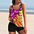 cheap Tankinis-Women&#039;s Swimwear Normal Tankini 2 Piece Swimsuit Floral 2 Piece Printing Pink Blue Purple Tank Top Bathing Suits Beach Wear Summer Sports