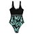 cheap One-Pieces-Women&#039;s Swimwear One Piece Normal Swimsuit Leaf Printing Black Bodysuit Bathing Suits Beach Wear Summer Sports