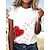 cheap Tees &amp; T Shirts-Women&#039;s T shirt Tee White Red Light Blue Print Heart Daily Weekend Short Sleeve Round Neck Basic Regular Painting S