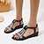 cheap Women&#039;s Sandals-Women&#039;s Strappy Sandals Wedge Boho Summer Sparkling Glitter Elegant Party Daily Beach Casual Silver Dark Brown Black