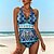 cheap Tankinis-Women&#039;s Swimwear Normal Tankini 2 Piece Swimsuit Geometic 2 Piece Printing Blue Purple Green Tank Top Bathing Suits Beach Wear Summer Sports