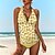 cheap Tankinis-Women&#039;s Swimwear Normal Tankini 2 Piece Swimsuit Floral 2 Piece Printing Yellow Blue Green Bathing Suits Summer Sports