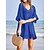cheap Casual Dresses-Women&#039;s Cover Up Beach Dress Beach Wear Ruffle Mini Dress Plain Casual 3/4 Length Sleeve V Neck Outdoor Daily Loose Fit Black White 2023 Spring Summer One Size