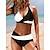 cheap Bikinis-Women&#039;s Swimwear Bikini Plus Size Swimsuit 2 Piece Color Block White Yellow Blue Bandeau Bathing Suits Sports Summer