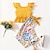 preiswerte Sets-3 Stück kinderkleidung Mädchen Blatt Tank &amp; Hose einstellen Ärmellos Tropisch Casual 7-13 Jahre Sommer Gelb Blau Purpur