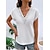 저렴한 기본 티 &amp;티셔츠-여성용 T 셔츠 화이트 스팽글 플레인 일상 주말 짧은 소매 V 넥 베이직 보통 S